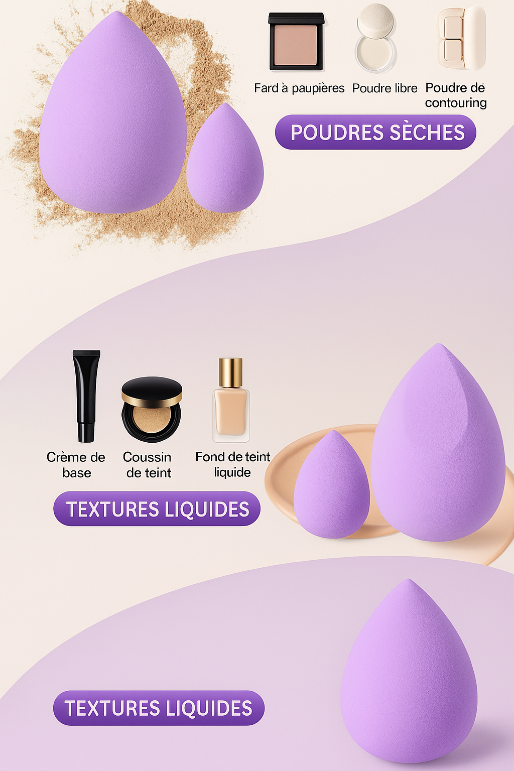 Collection de Houppettes Mauves