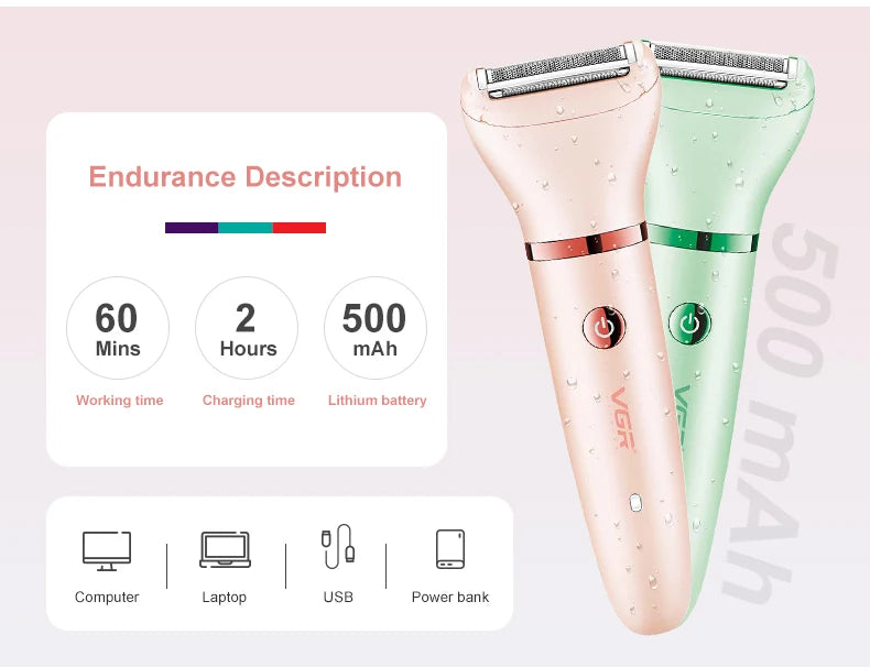 VGR 735 3-in-1 Hair Removal Device for Women, Shaver for Removing Scars, Electric Rechargeable Professional Hair Trimmer